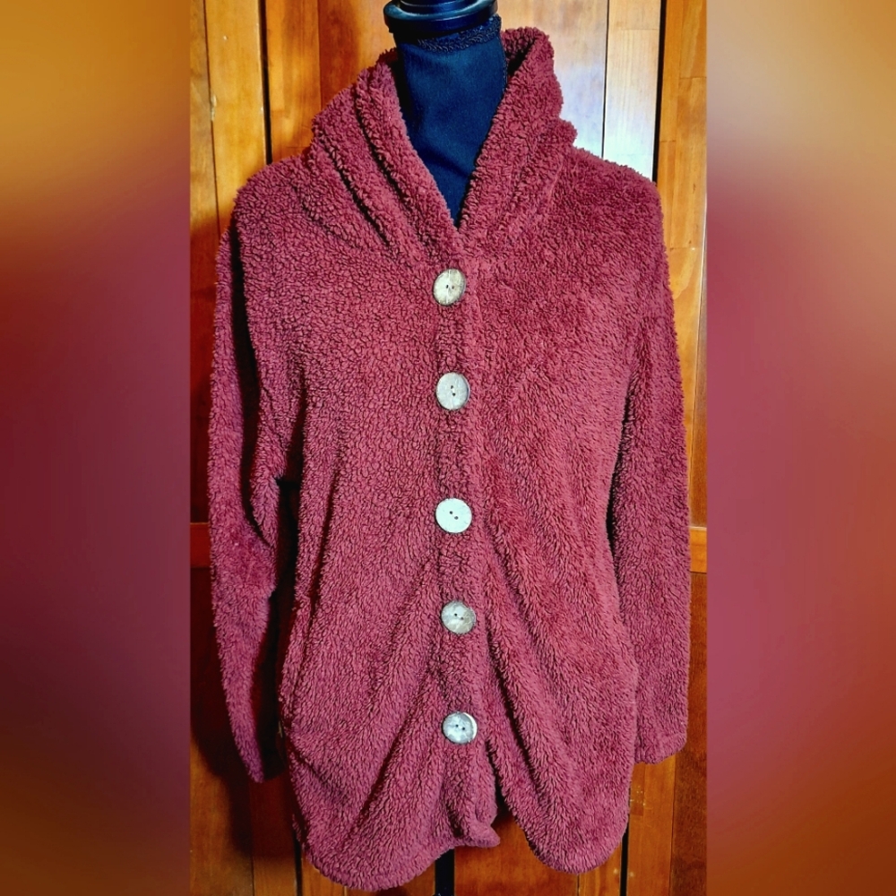 Cozy Burgundy Button-Up Sweater